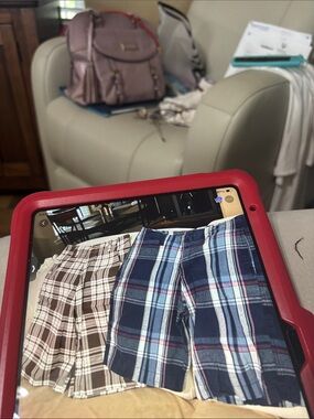 Mossimo Supply Co. Men's Plaid Flat Front Shorts - Navy & Brown